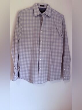Banana Republic Men’s Slim Fit Light Gray Check Dress Shirt Size M